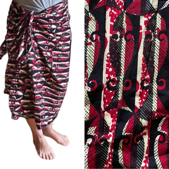 Beautiful Cotton large scarf sarong Indonesian antique style block print wrap - Picture 2 of 10